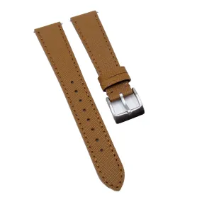 18mm - 24mm Brown Saffiano Leather Watch Strap, Quick Release Spring Bars