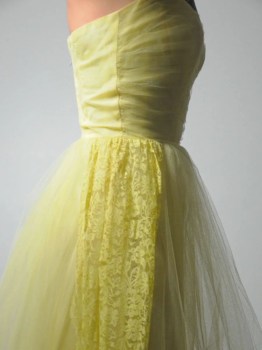 1950's Lemon Lace & Tulle Gown