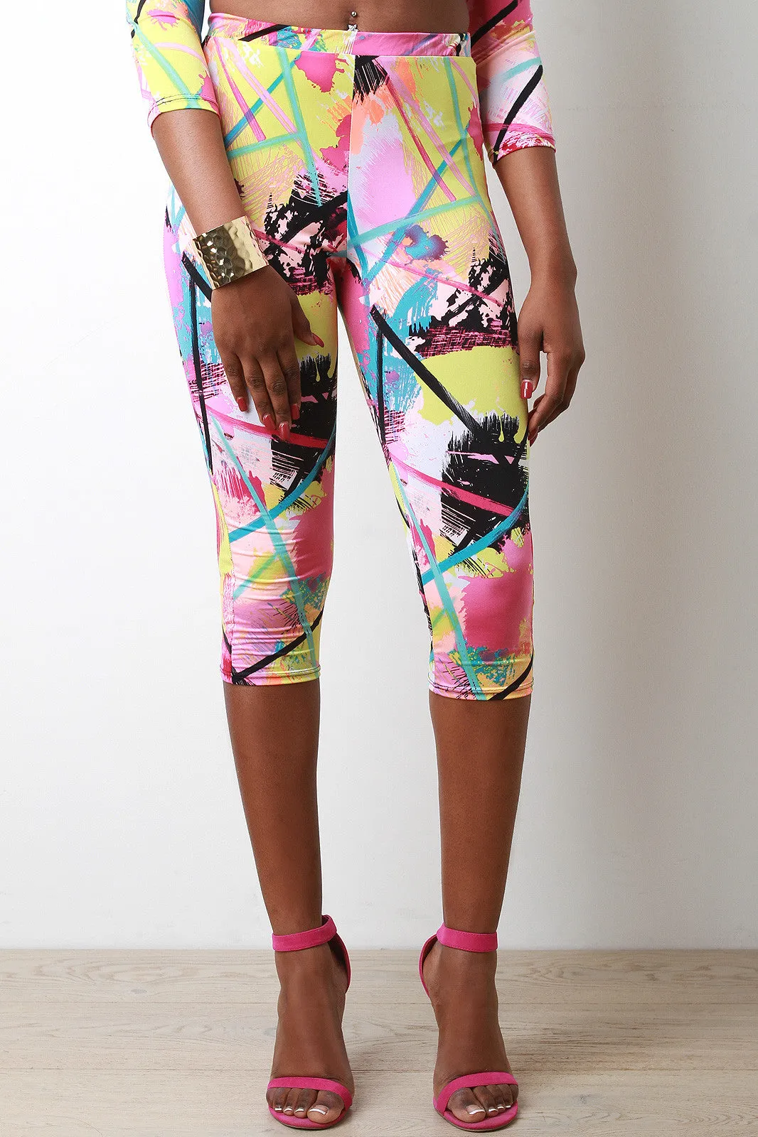 Abstract Art High Wasted Capris