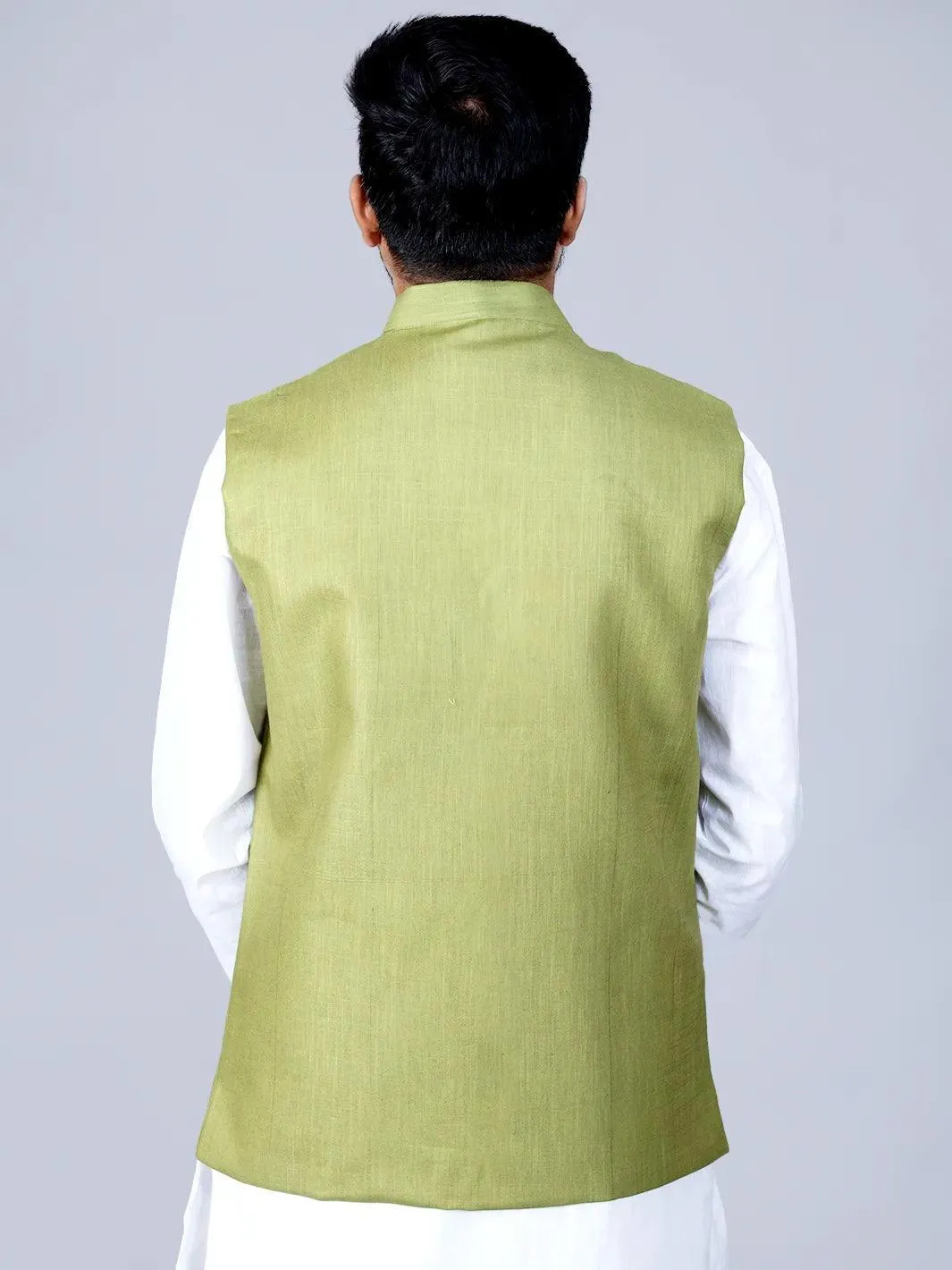 Apple Green Handwoven Cotton Modi Jacket