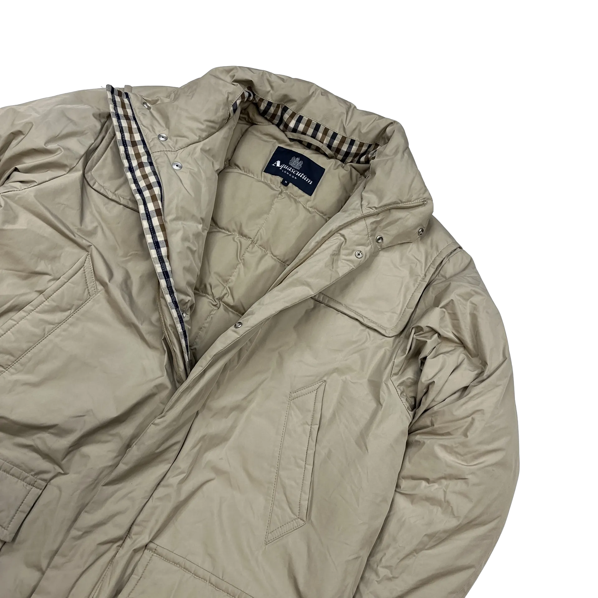 Aquascutum Checked Nylon Lined Parka Jacket - Medium