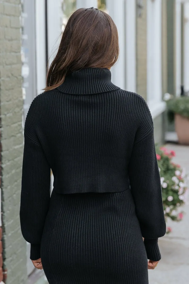 Aureum Black Cropped Turtleneck Sweater - FINAL SALE