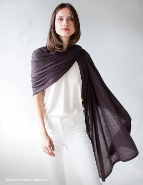 Australian Superfine Merino / Silk Wrap - Mushroom