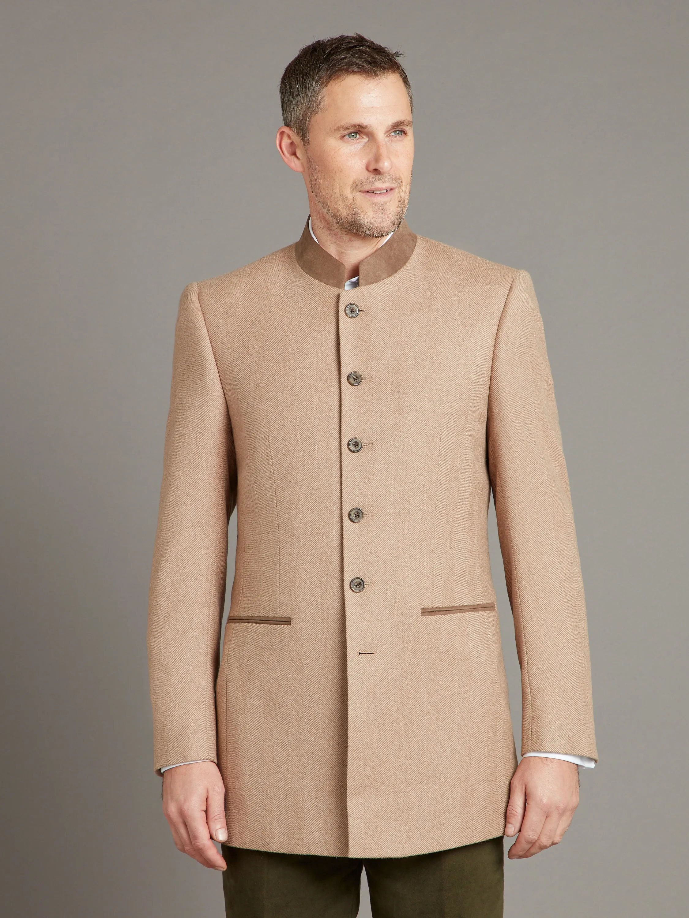 Austrian Jacket - Tan/Beige Herringbone