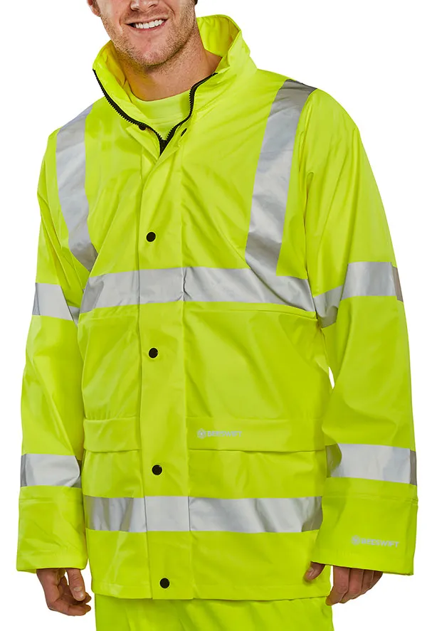 Beeswift Hi-Vis Breathable PU Jacket - {ALL COLOURS / SIZES}