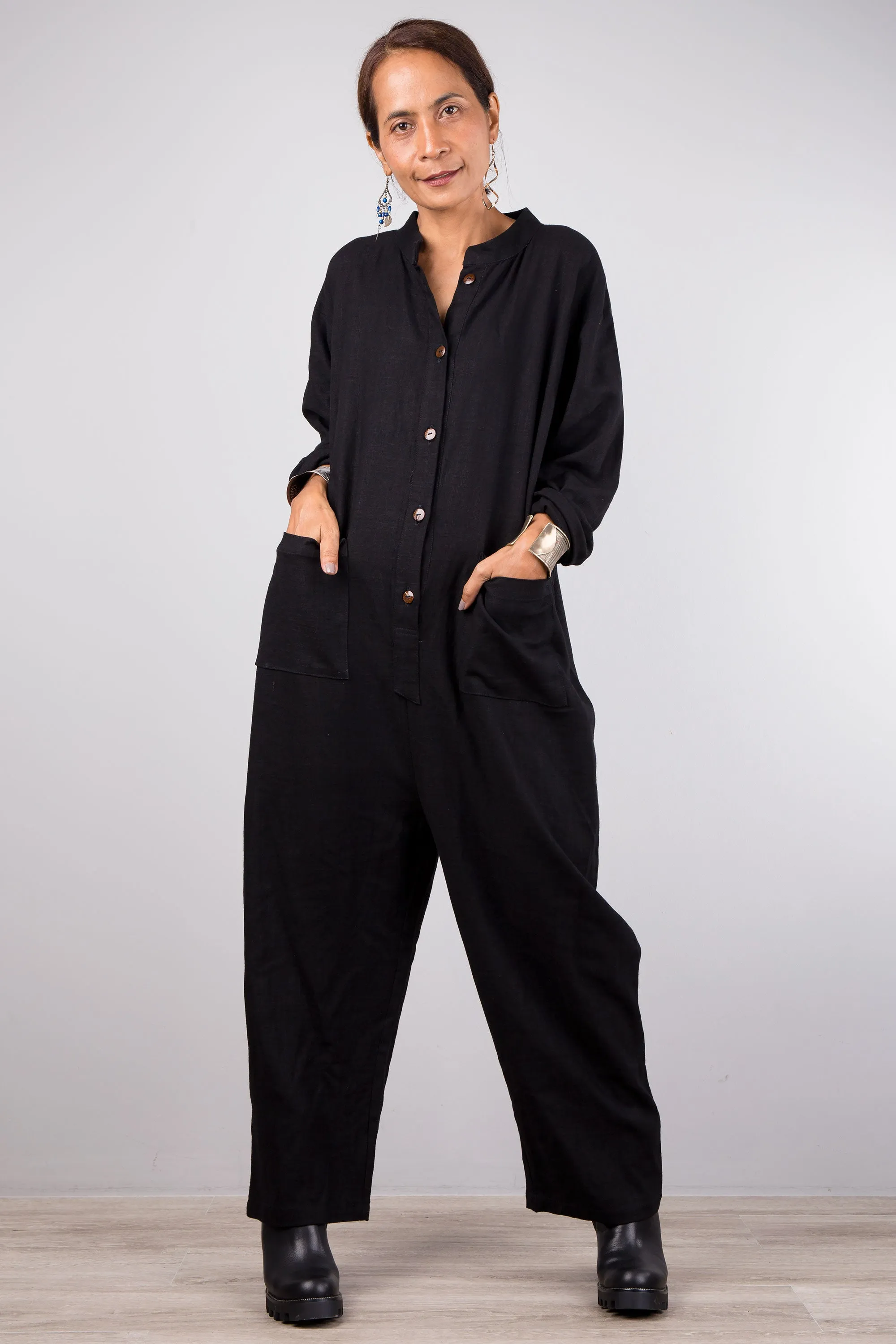 Black linen jumpsuit