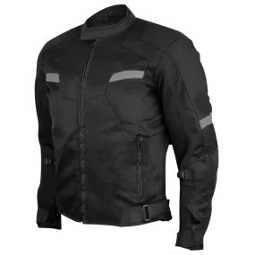 Black Mesh Motorcycle Jacket with Insulated Liner and CE Armor