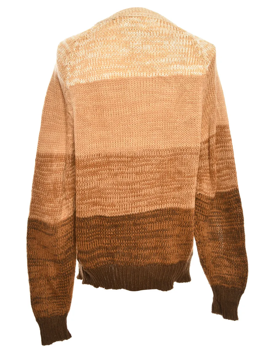 Brown Cable Knit Jumper - L