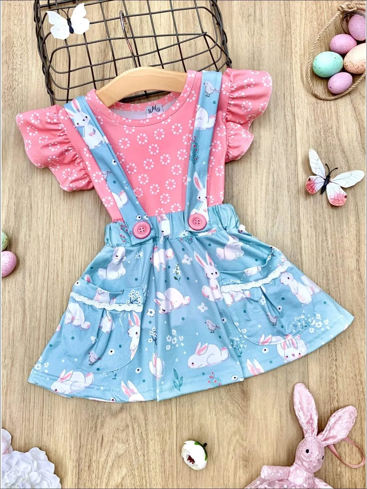 Bunny, I'm Home Pocket Overall Skirt Set