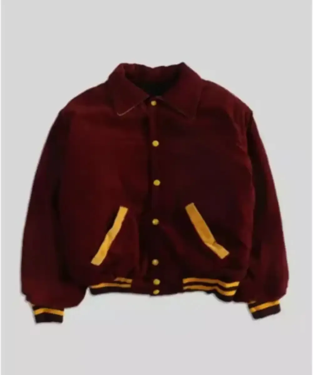 Burgundy Varsity Bomber Jacket