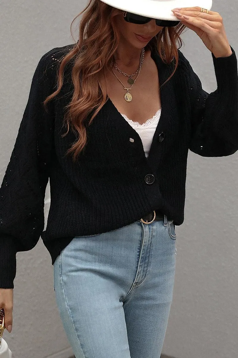 BUTTONED CASUAL KNIT CARDIGAN