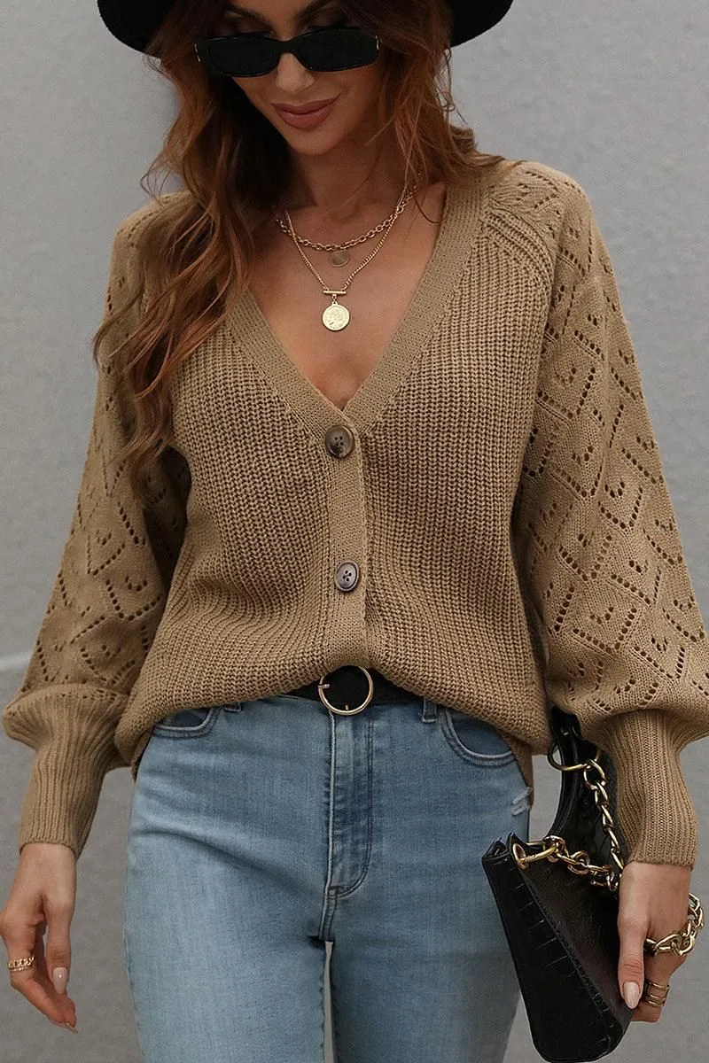 BUTTONED CASUAL KNIT CARDIGAN