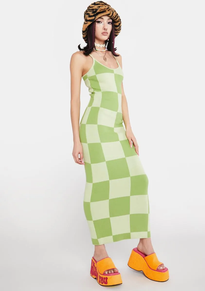 Cali Sweetheart Checkered Maxi Dress