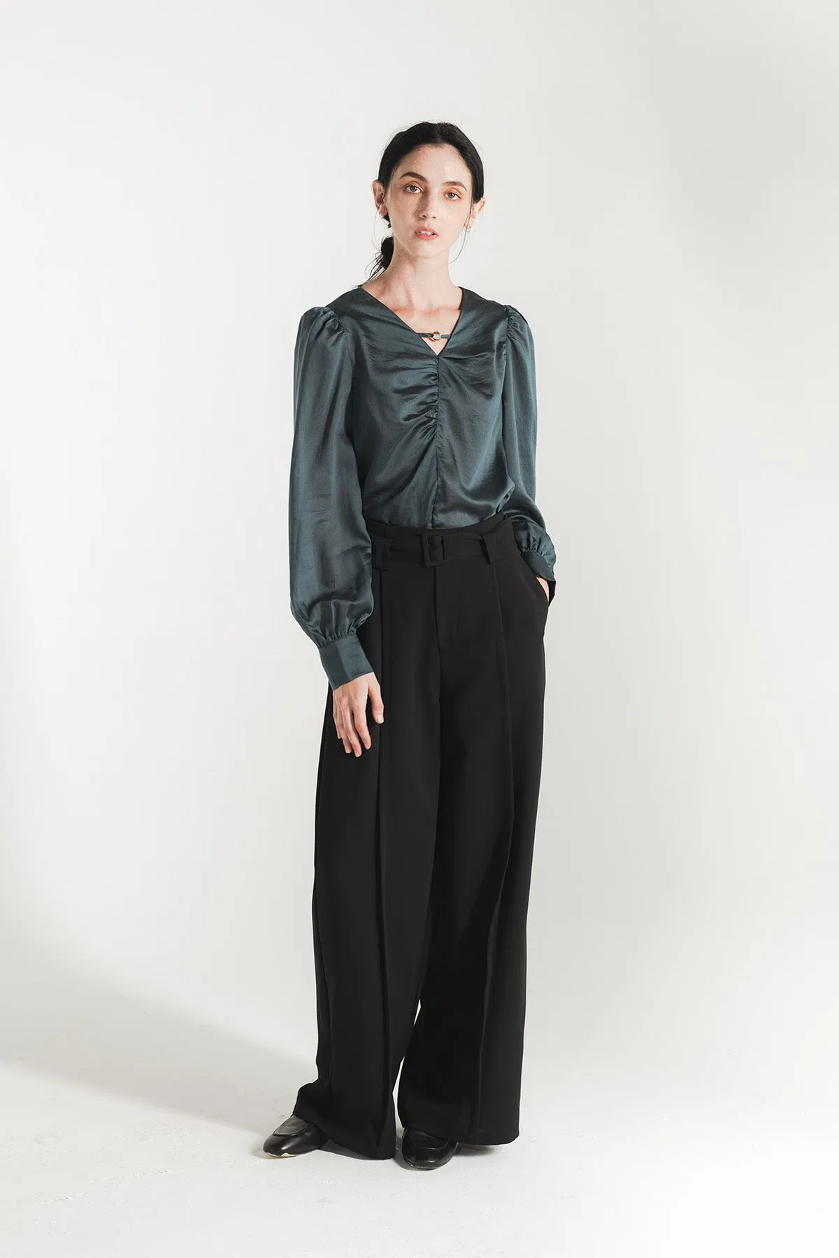 Calleane Belted High Waist Wide Pants