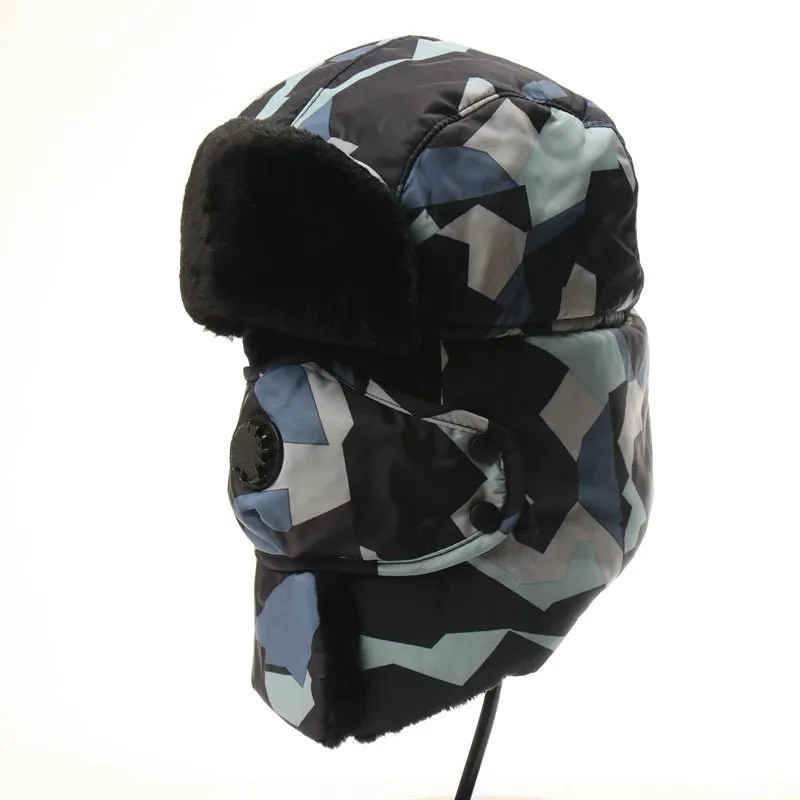 Camo Trapper Hat With Optional Face Mask