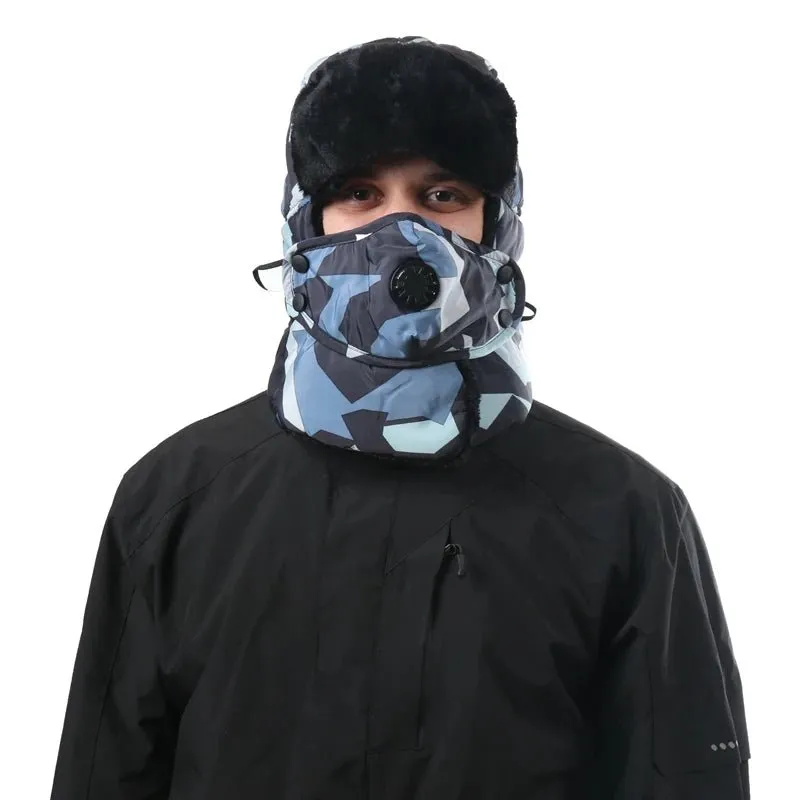 Camo Trapper Hat With Optional Face Mask