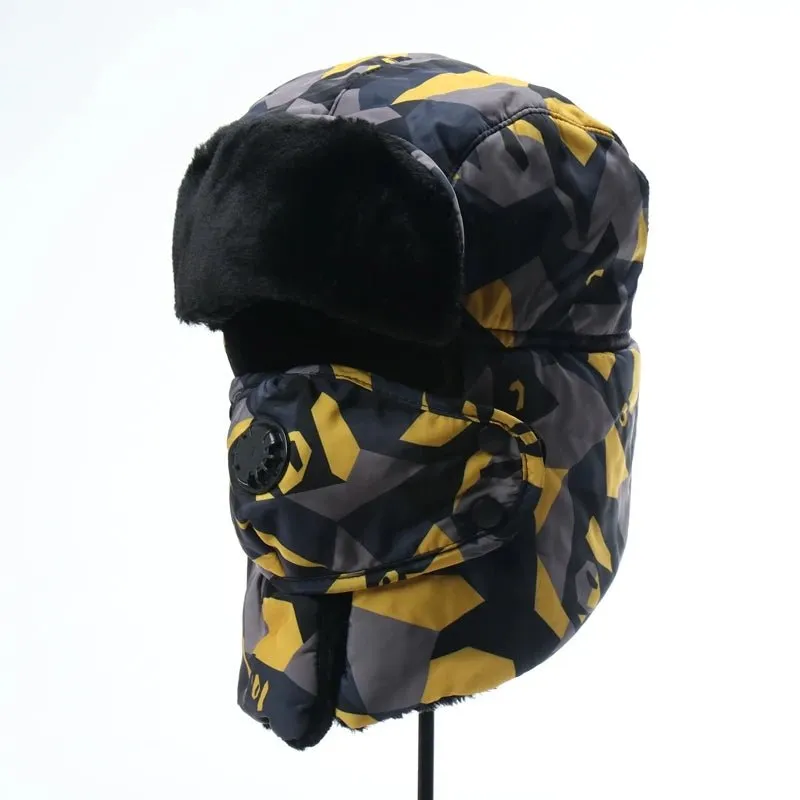 Camo Trapper Hat With Optional Face Mask