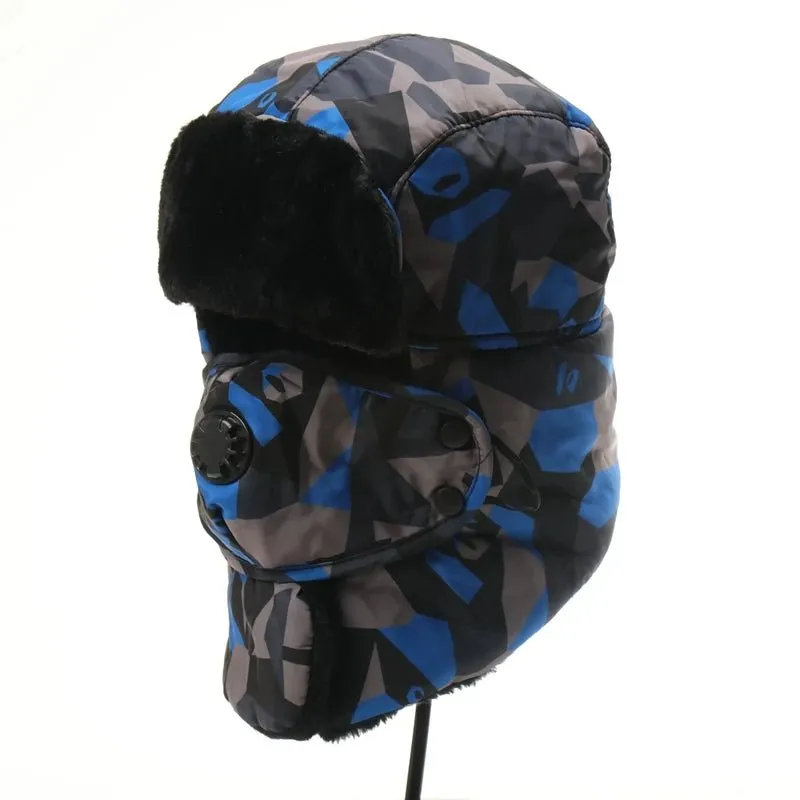 Camo Trapper Hat With Optional Face Mask