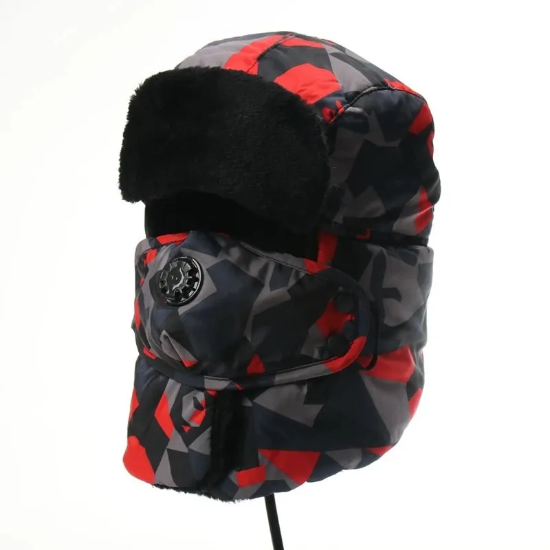 Camo Trapper Hat With Optional Face Mask