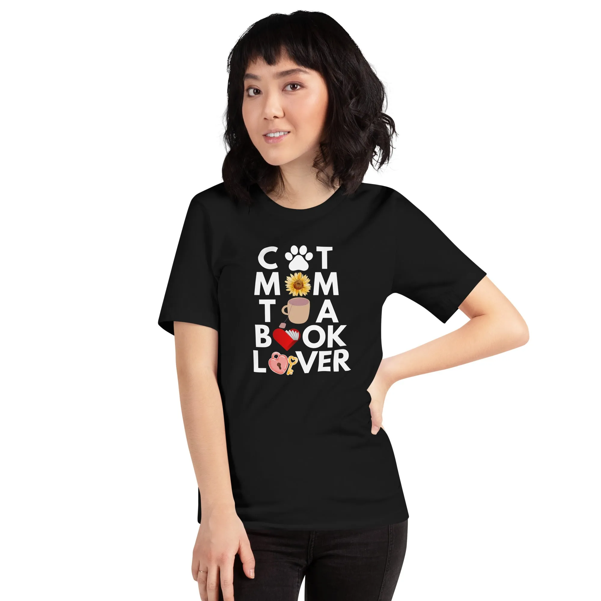 Cat Tea Book Mom T-shirt