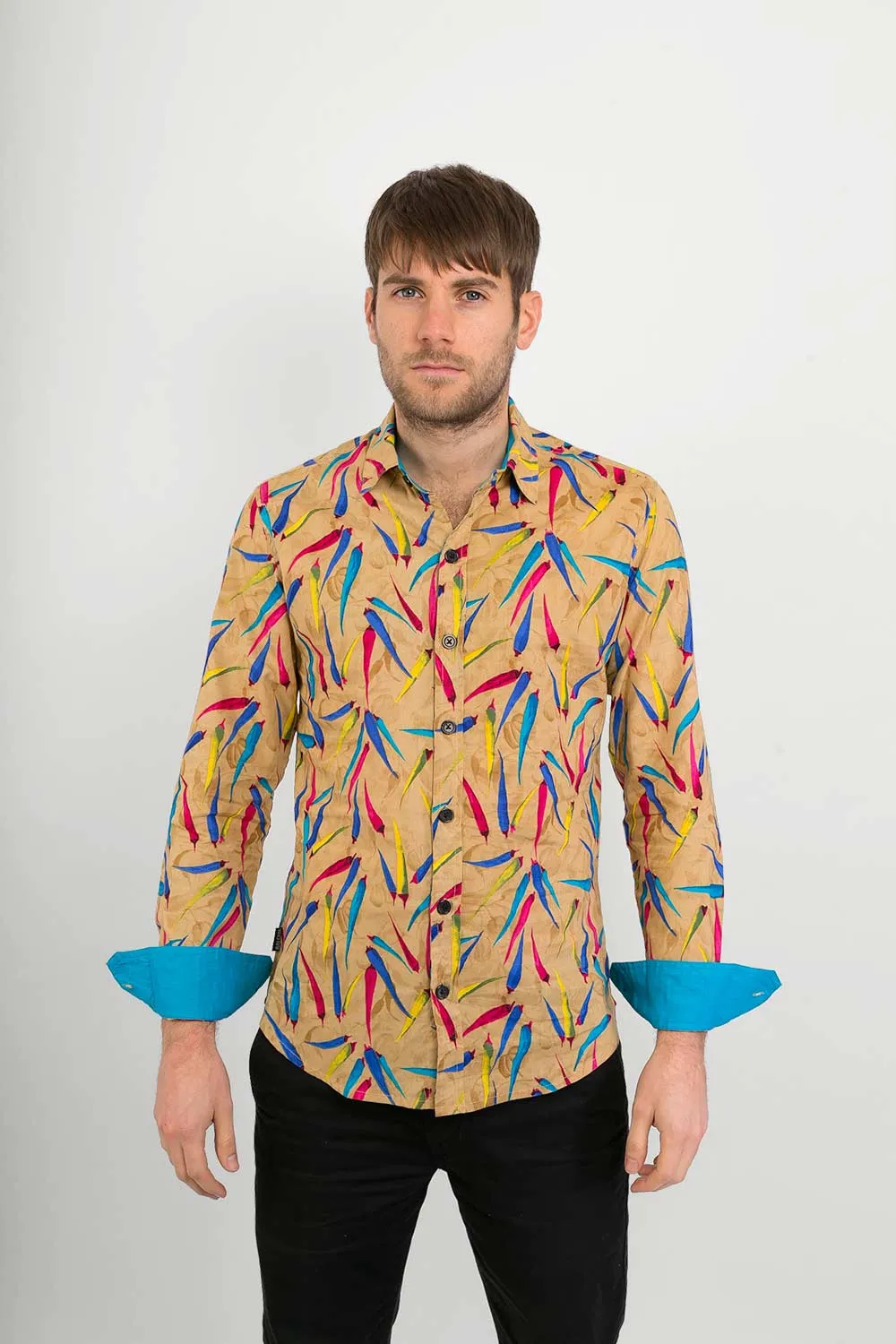 Chilli Print Cotton Slim-Fit Long-Sleeve Shirt