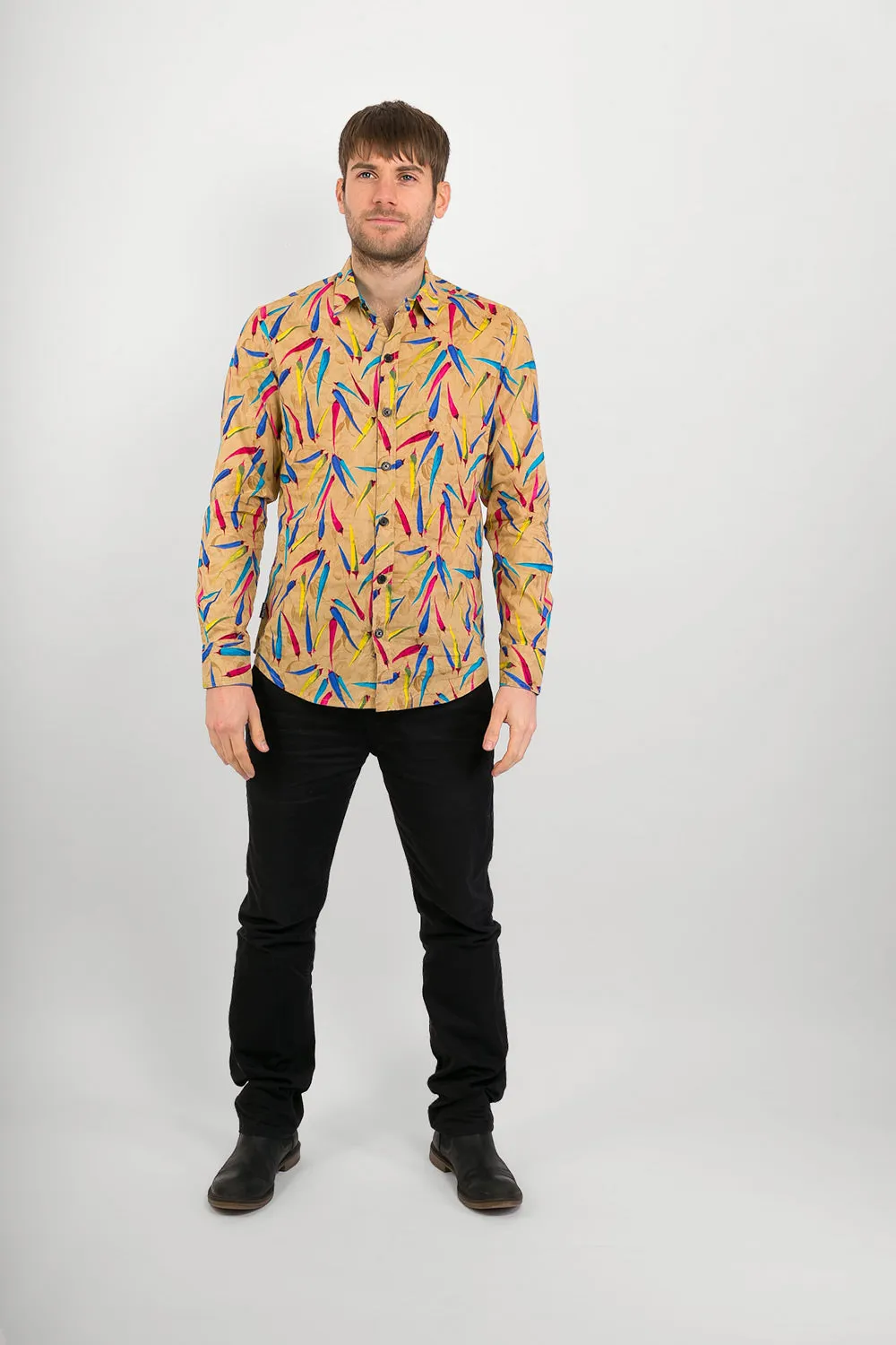 Chilli Print Cotton Slim-Fit Long-Sleeve Shirt