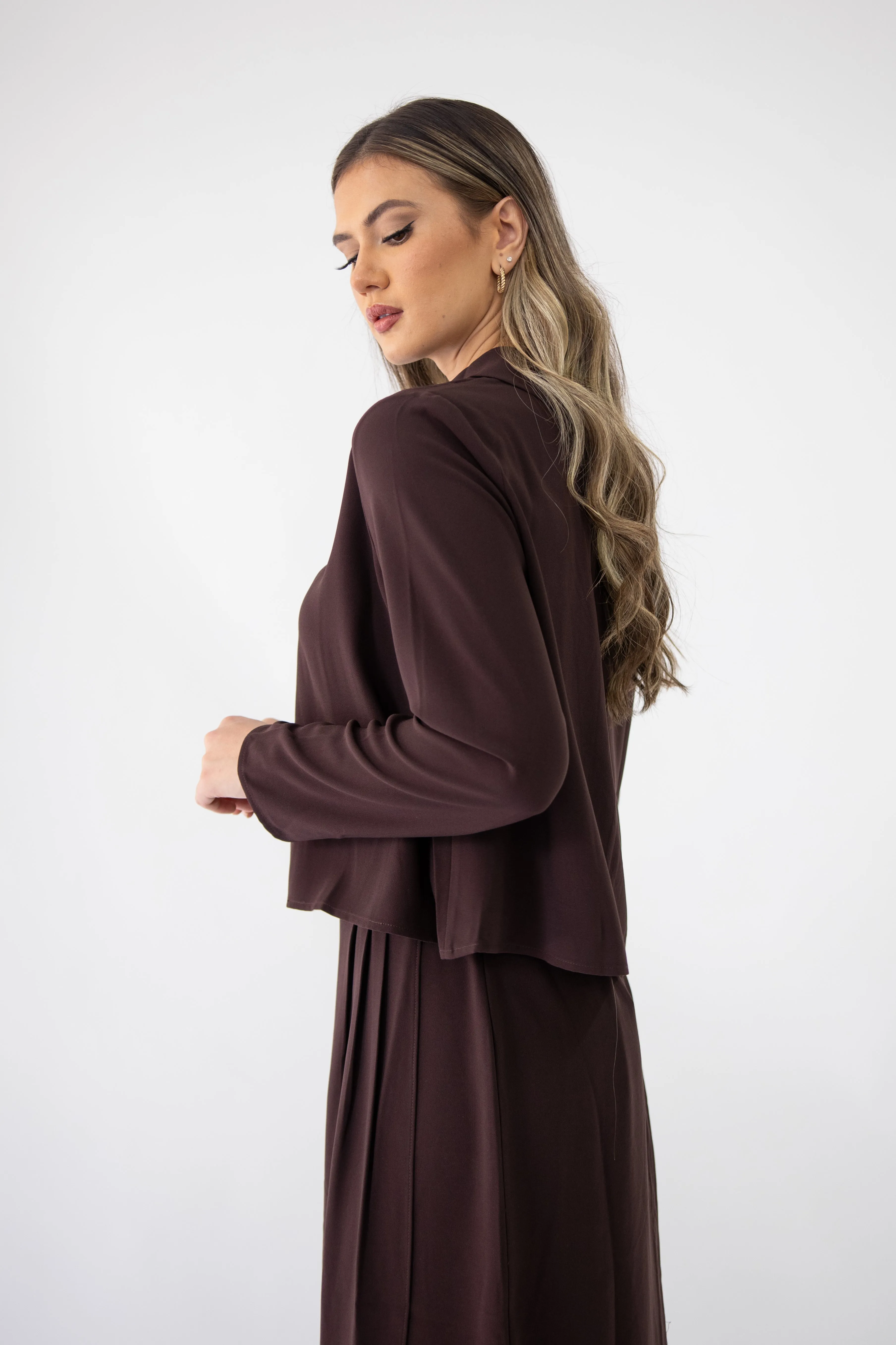 Chocolate truffle high neck blouse