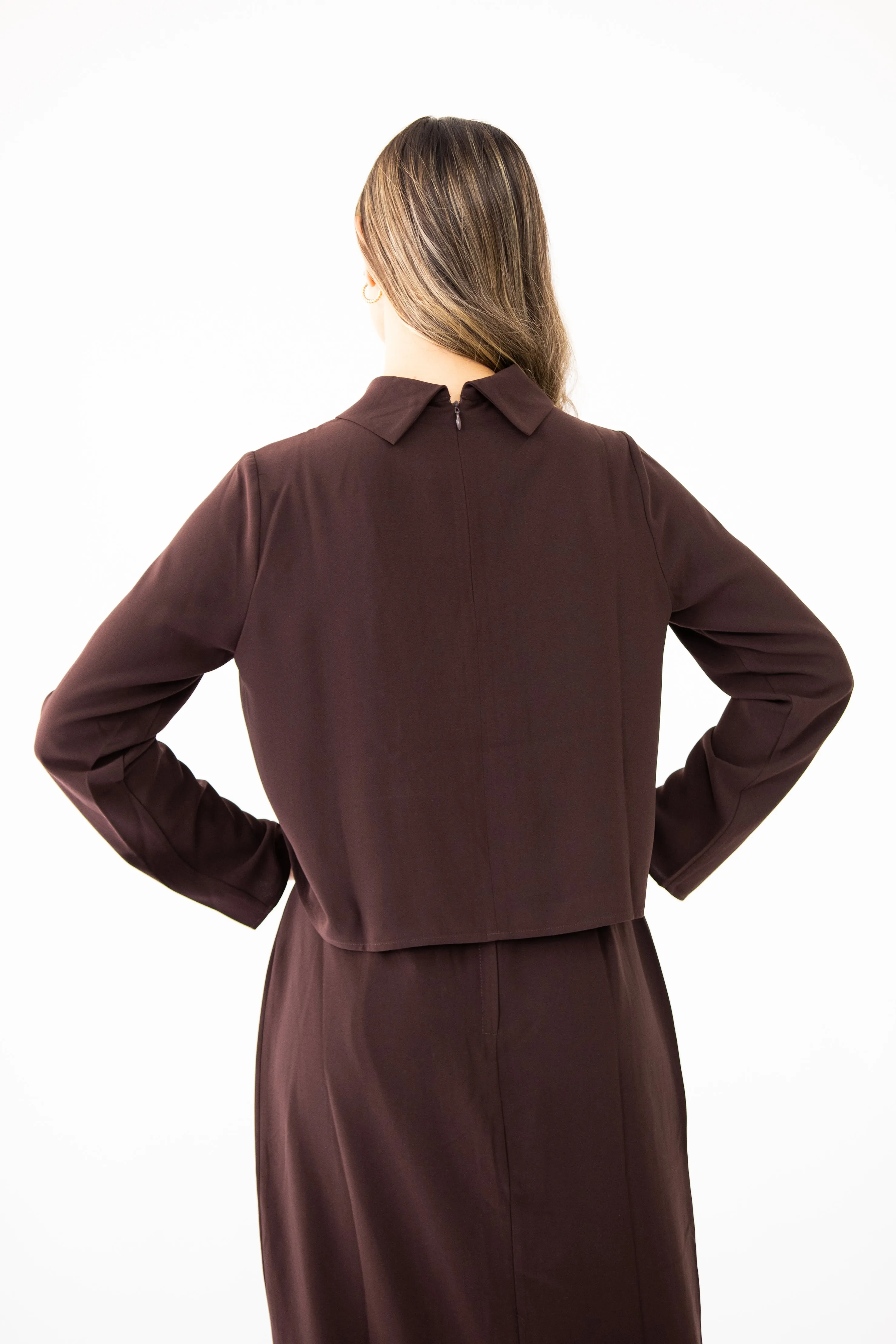 Chocolate truffle high neck blouse