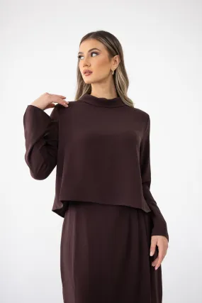 Chocolate truffle high neck blouse