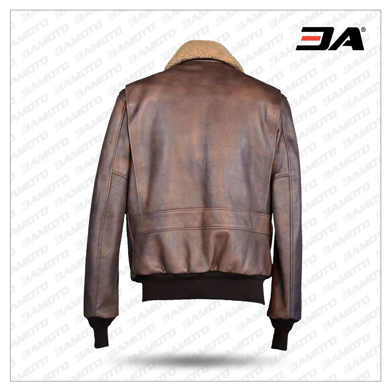 Classic leather bomber jacket with plush collar