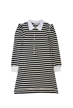 Collared Knit Dress - Navy Stripe