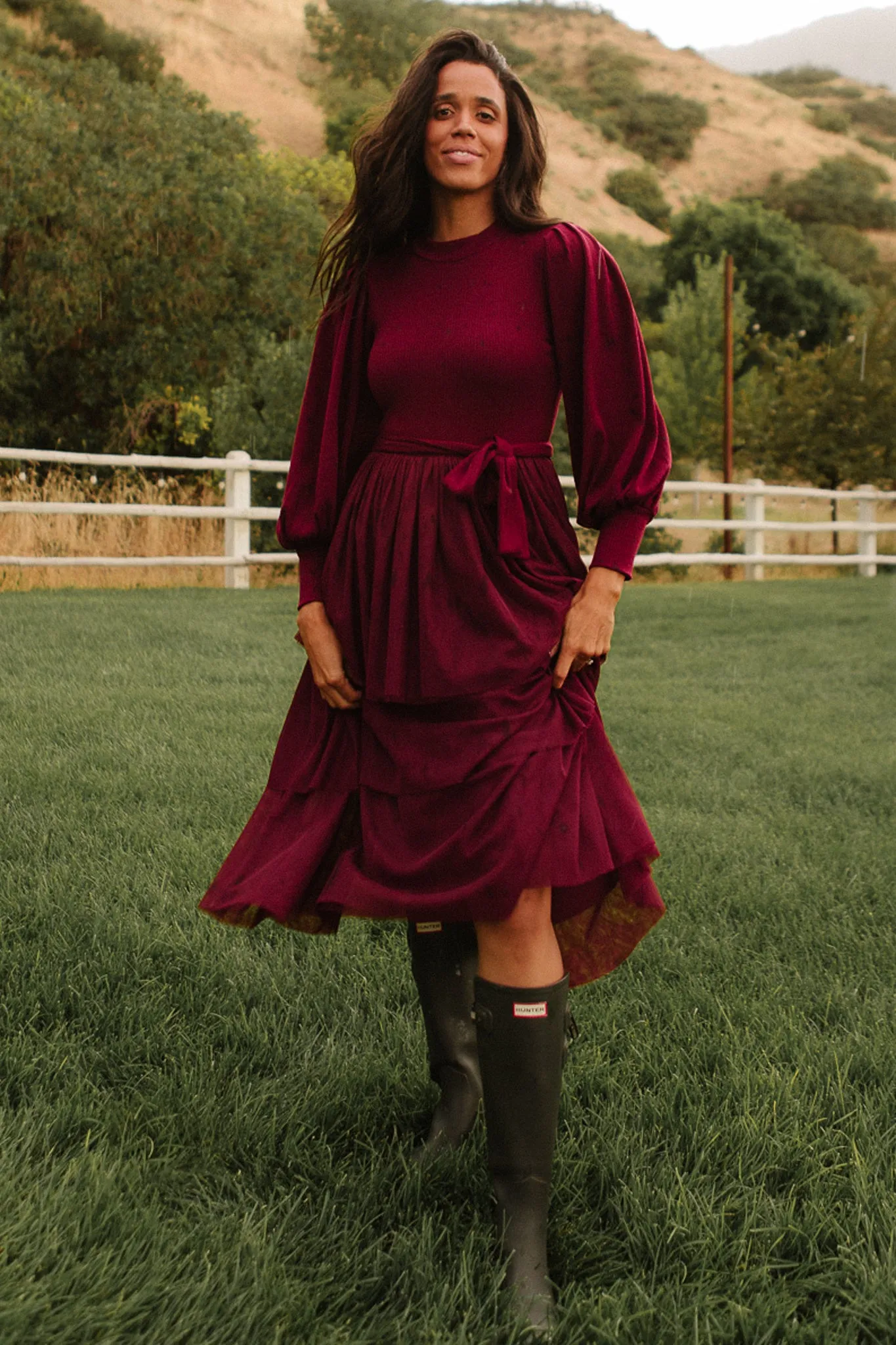 Cosette Midi Dress in Wine - FINAL SALE