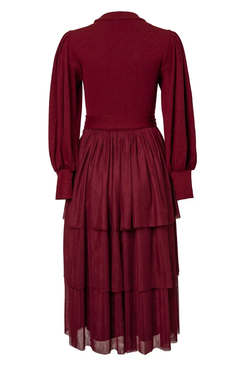 Cosette Midi Dress in Wine - FINAL SALE