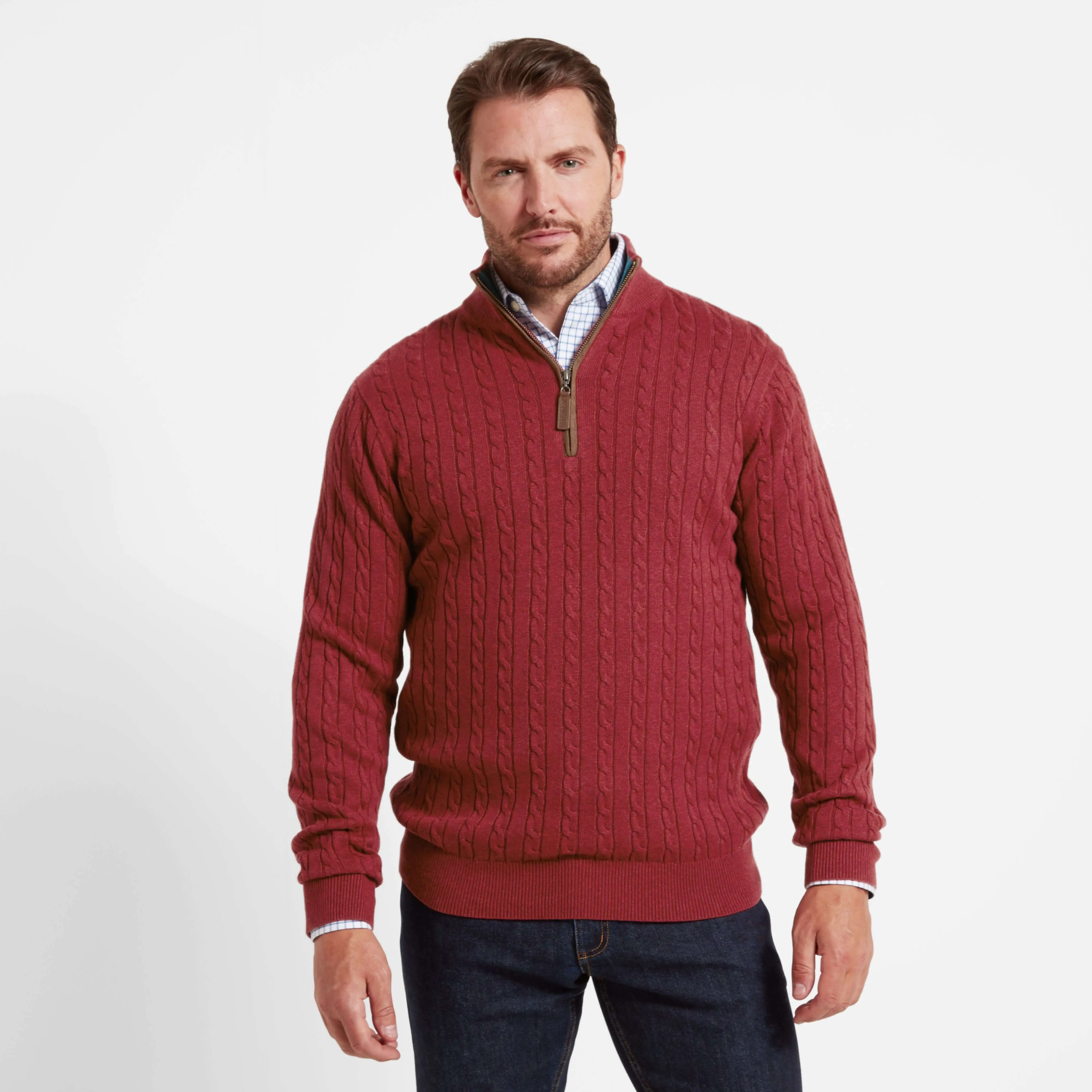 Cotton Cashmere Cable 1/4 Zip