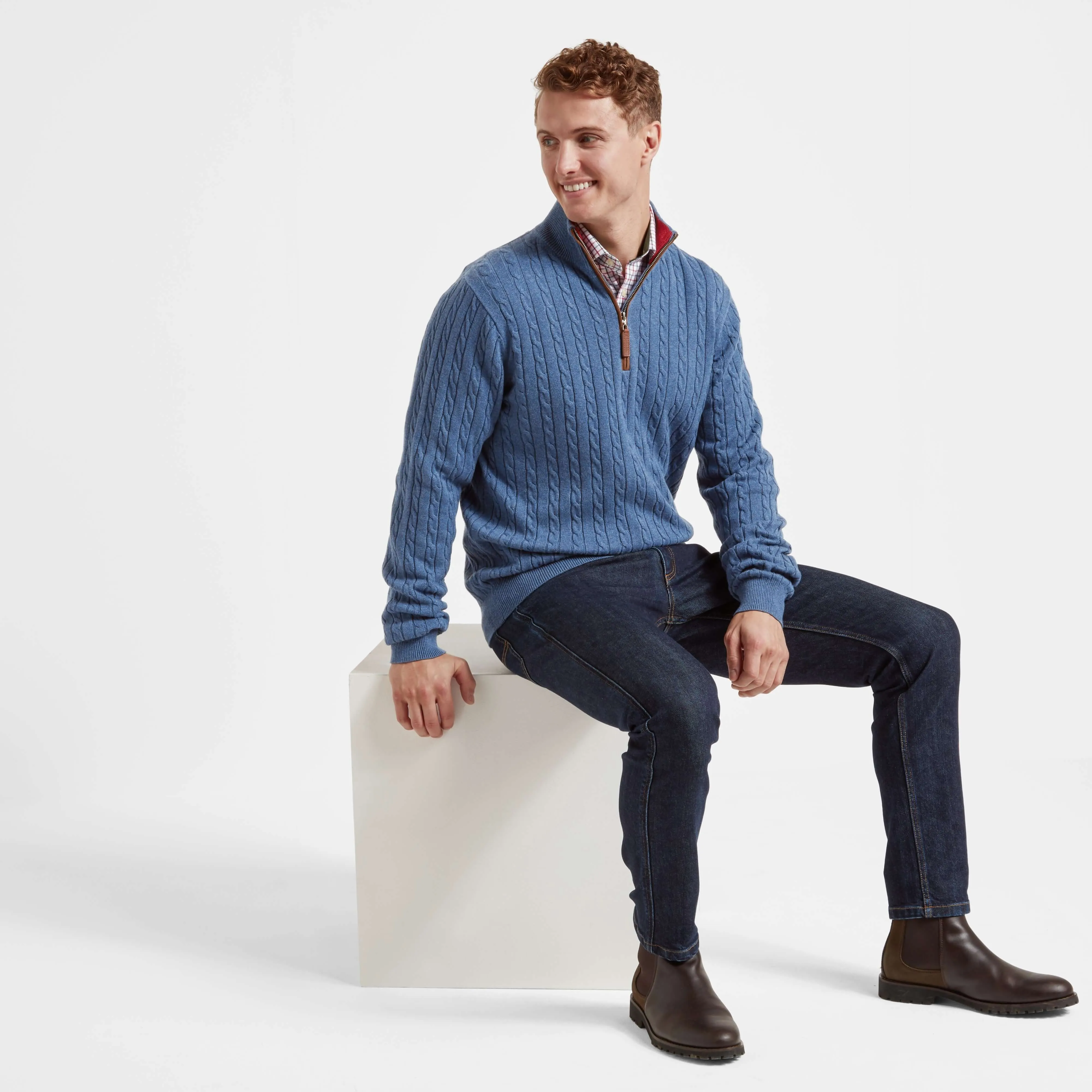 Cotton Cashmere Cable 1/4 Zip