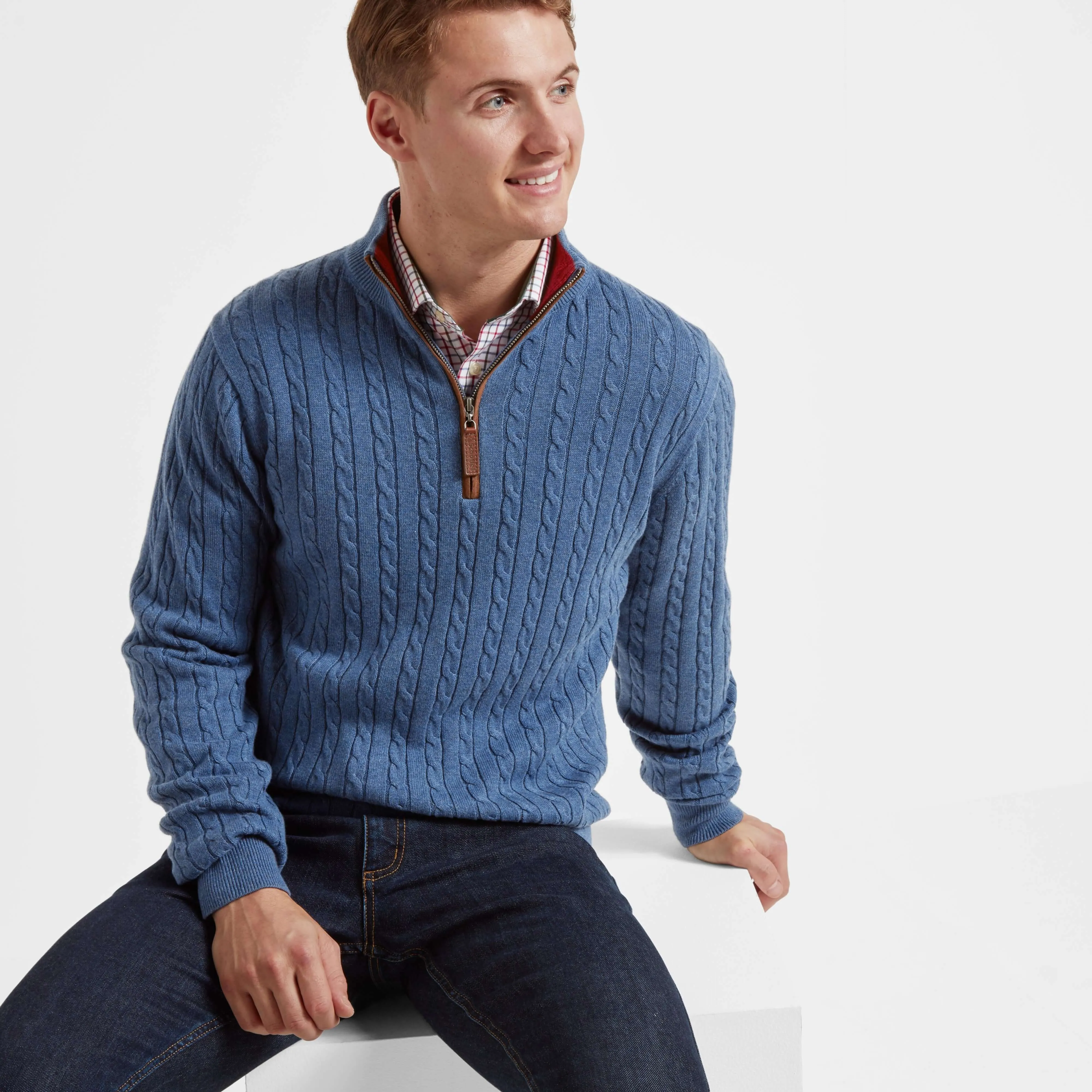 Cotton Cashmere Cable 1/4 Zip