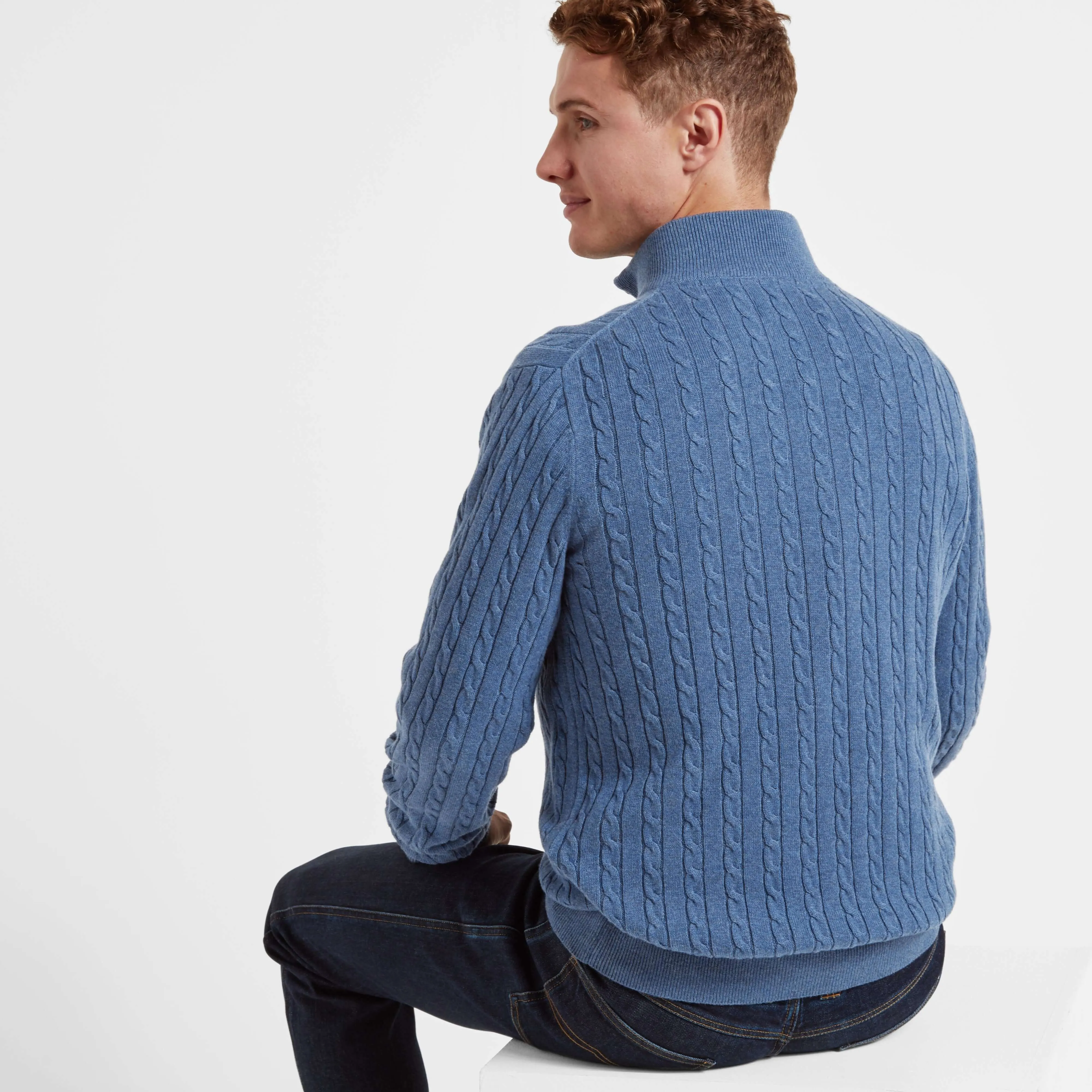 Cotton Cashmere Cable 1/4 Zip