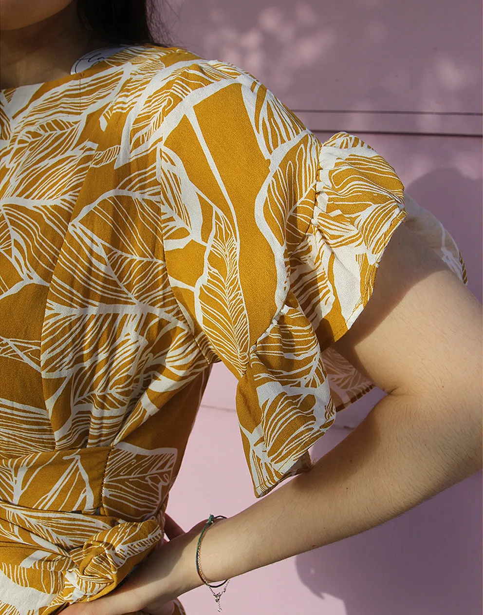 Cotton Dress in Yellow Floral Print