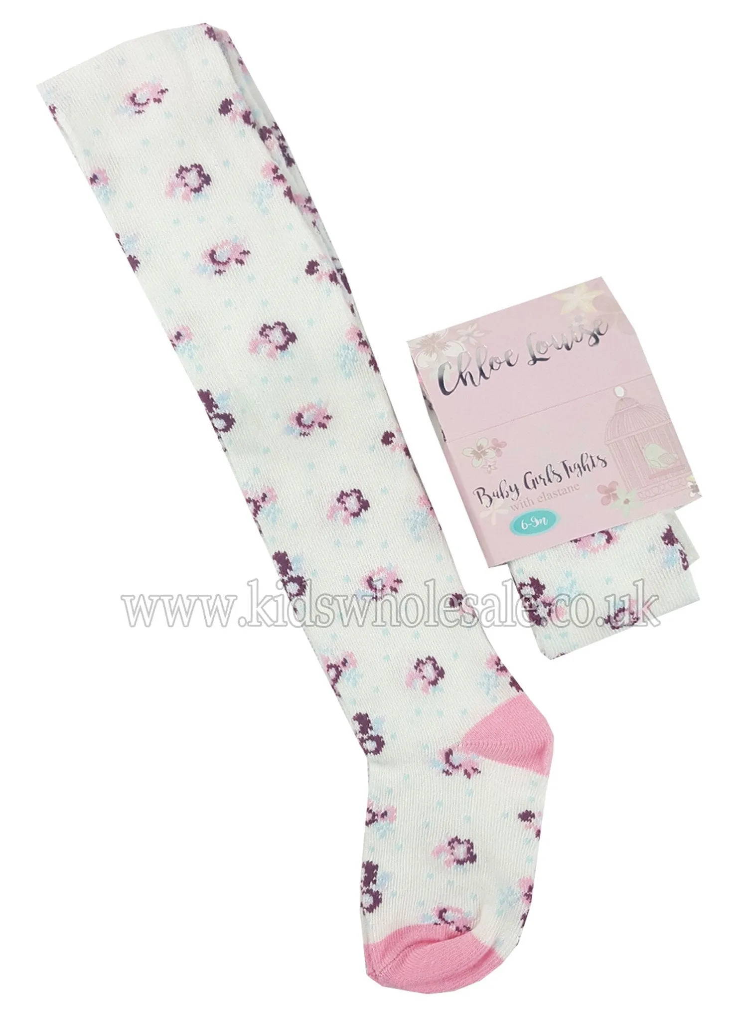 Cream Printed Baby Girl Tights (K12122)