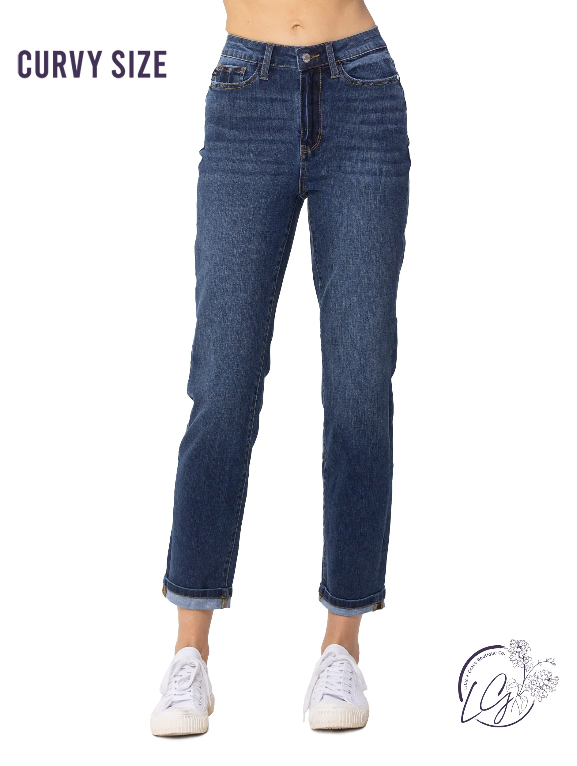 Curvy Margaret High-Waist Cool Denim Sustainable Cuff By Judy Blue