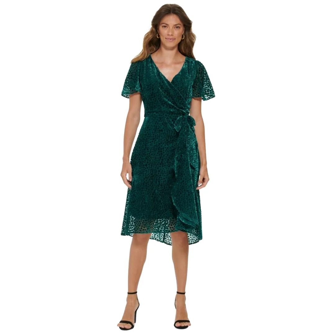 DKNY - Velvet Knee Wrap Dress