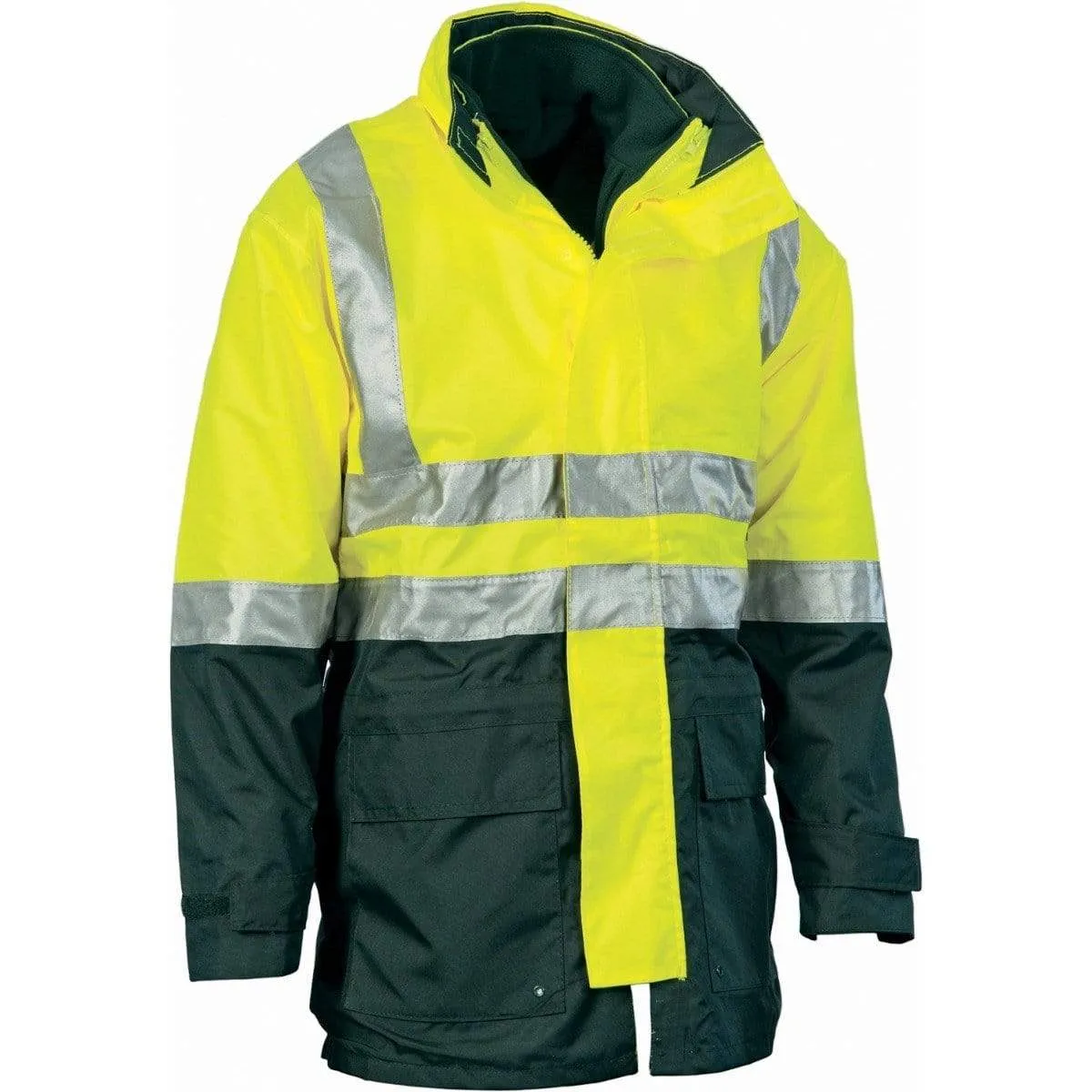 Dnc Workwear 4-in-1 Hi-vis Two-tone Breathable Jacket With Vest And 3m Reflective Tape - 3864