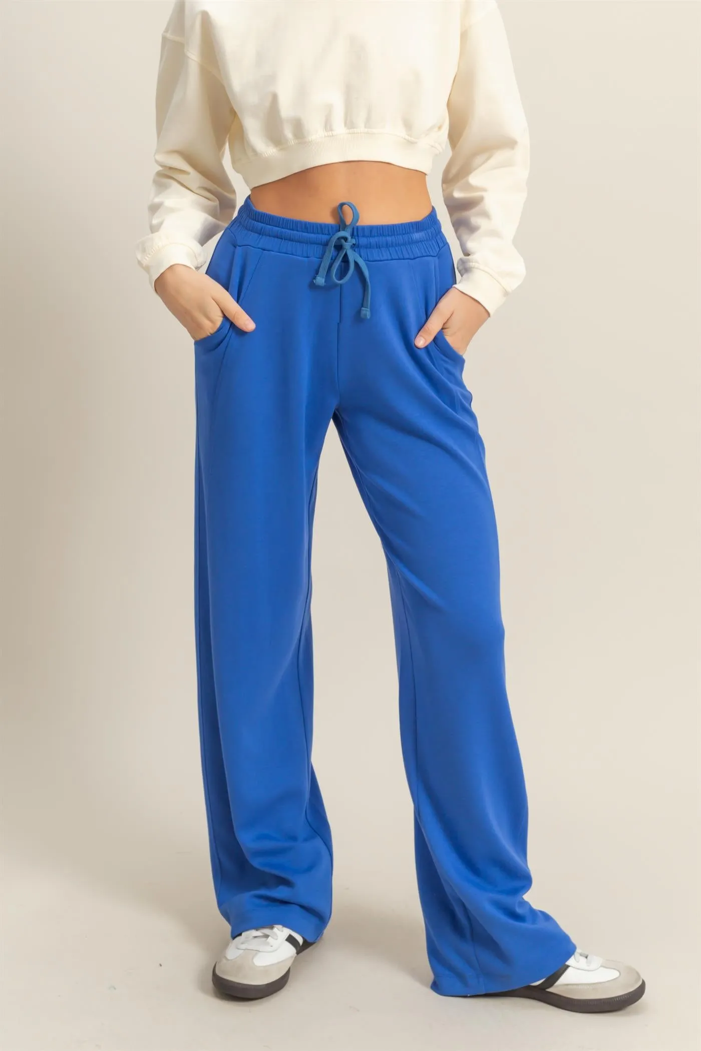 DZ25C725-High-Waist Drawstring Straight-Cut Pants