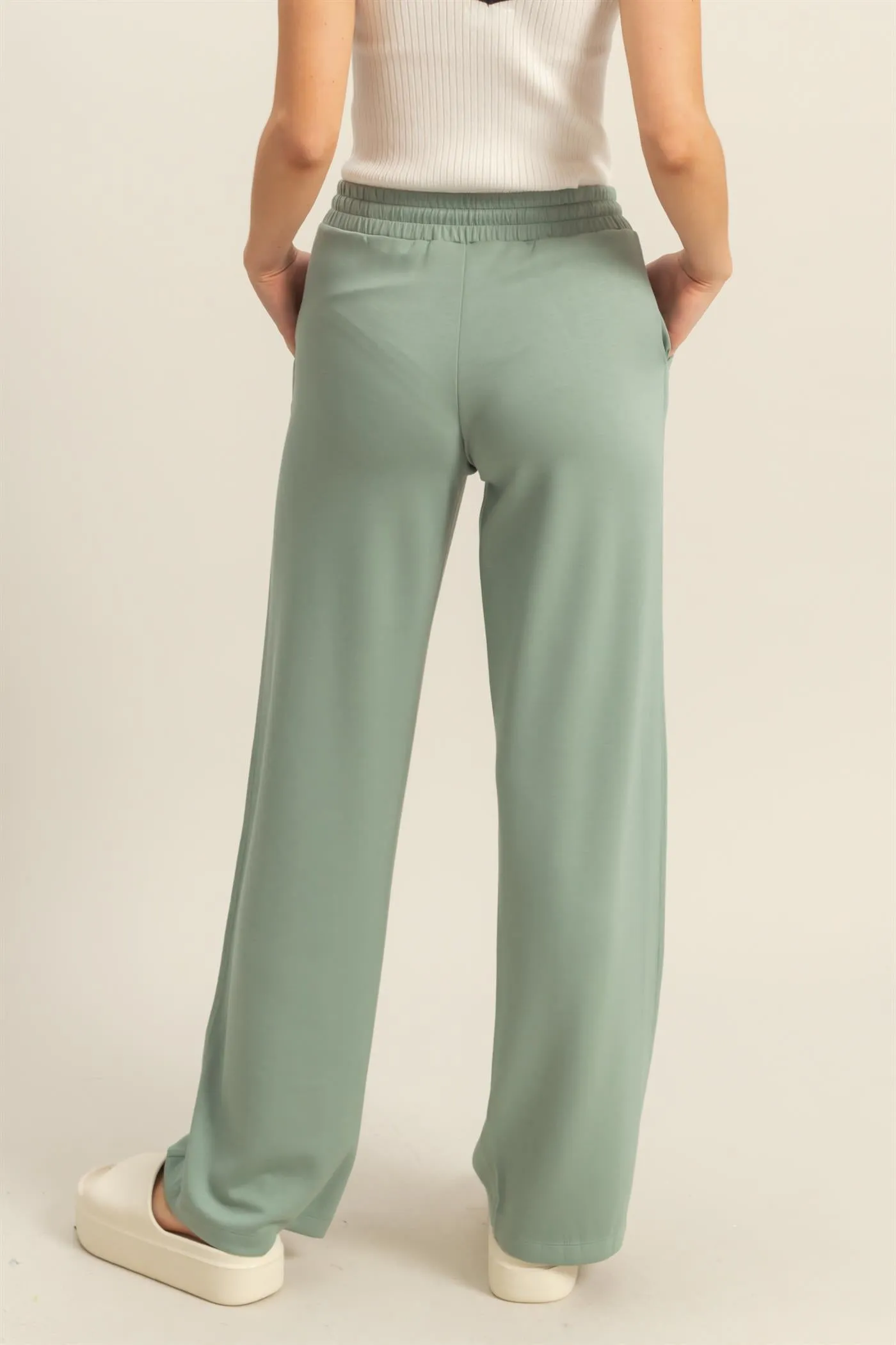 DZ25C725-High-Waist Drawstring Straight-Cut Pants