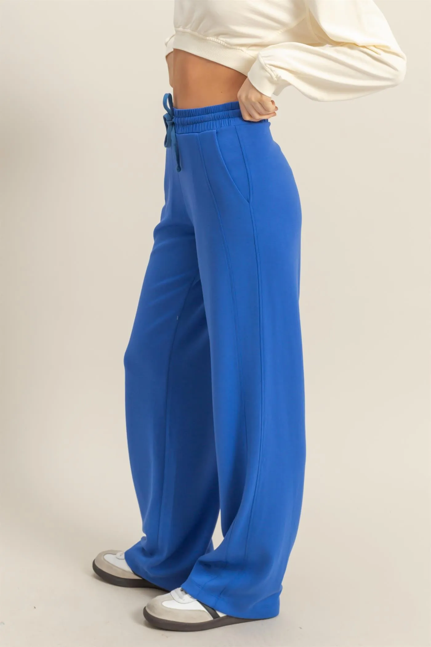 DZ25C725-High-Waist Drawstring Straight-Cut Pants