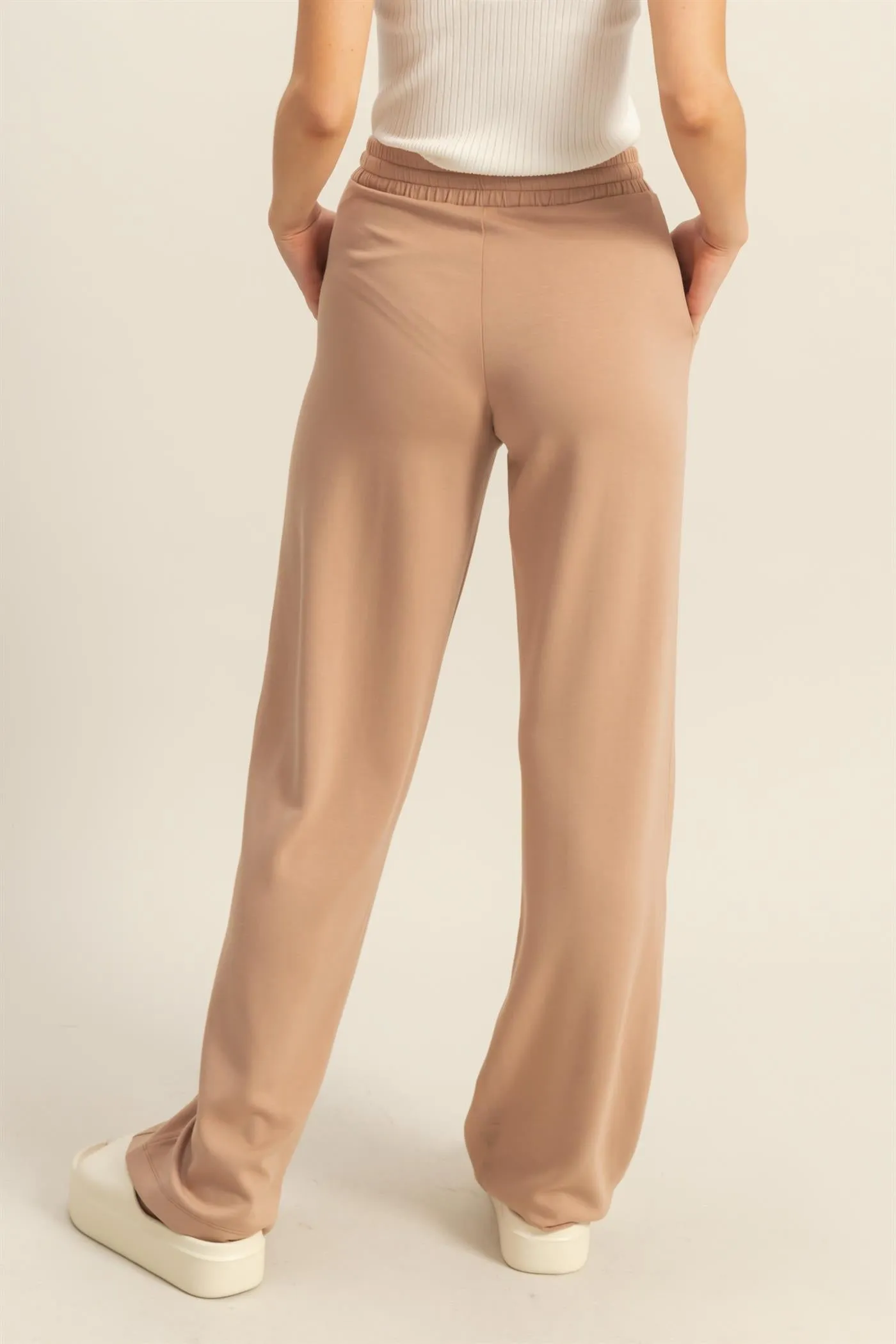 DZ25C725-High-Waist Drawstring Straight-Cut Pants