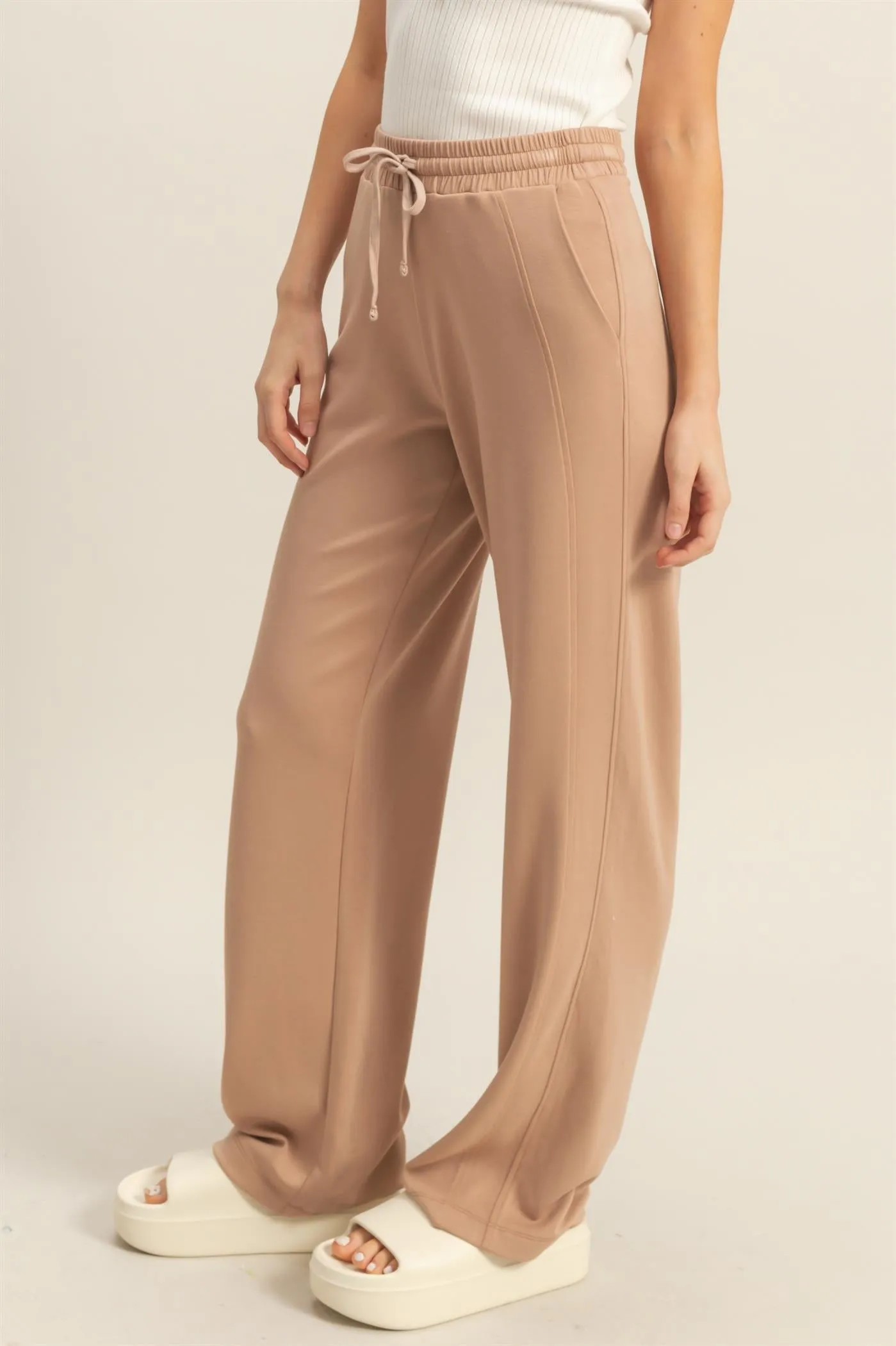 DZ25C725-High-Waist Drawstring Straight-Cut Pants