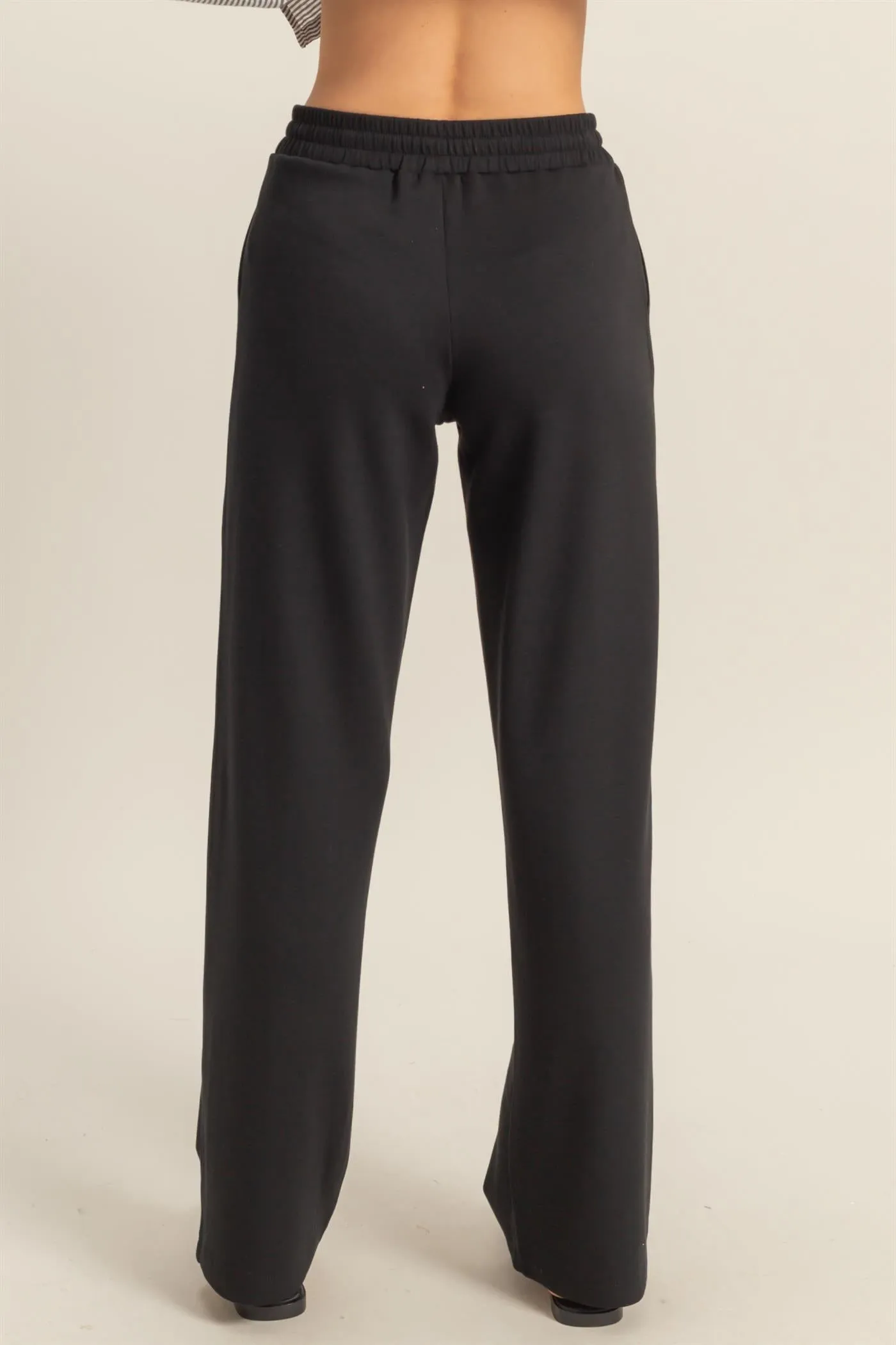 DZ25C725-High-Waist Drawstring Straight-Cut Pants