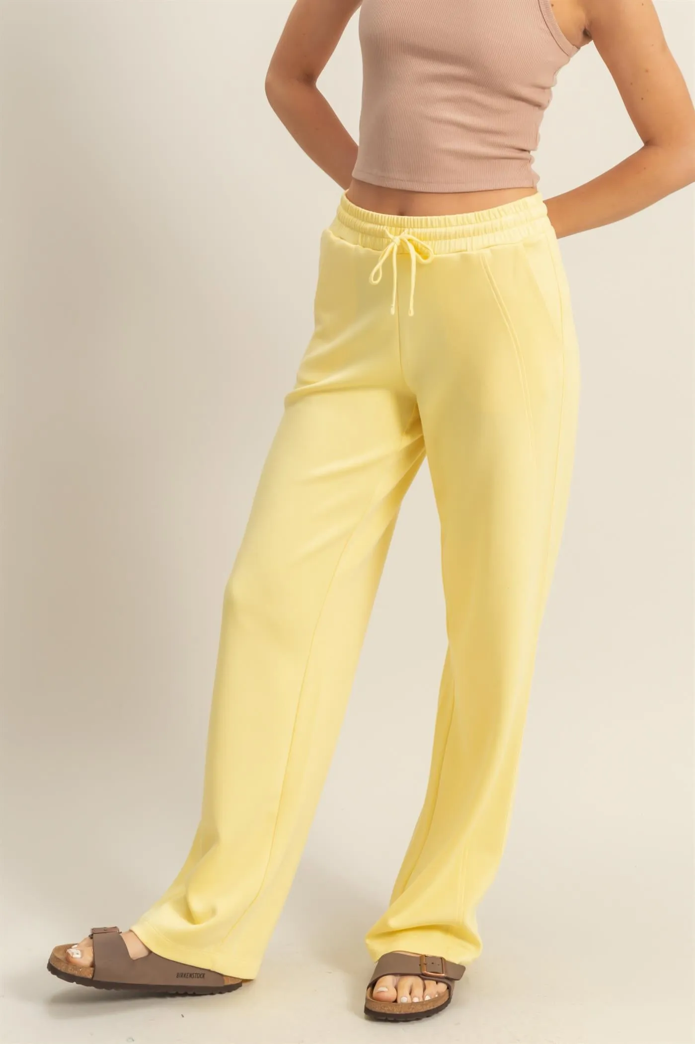 DZ25C725-High-Waist Drawstring Straight-Cut Pants