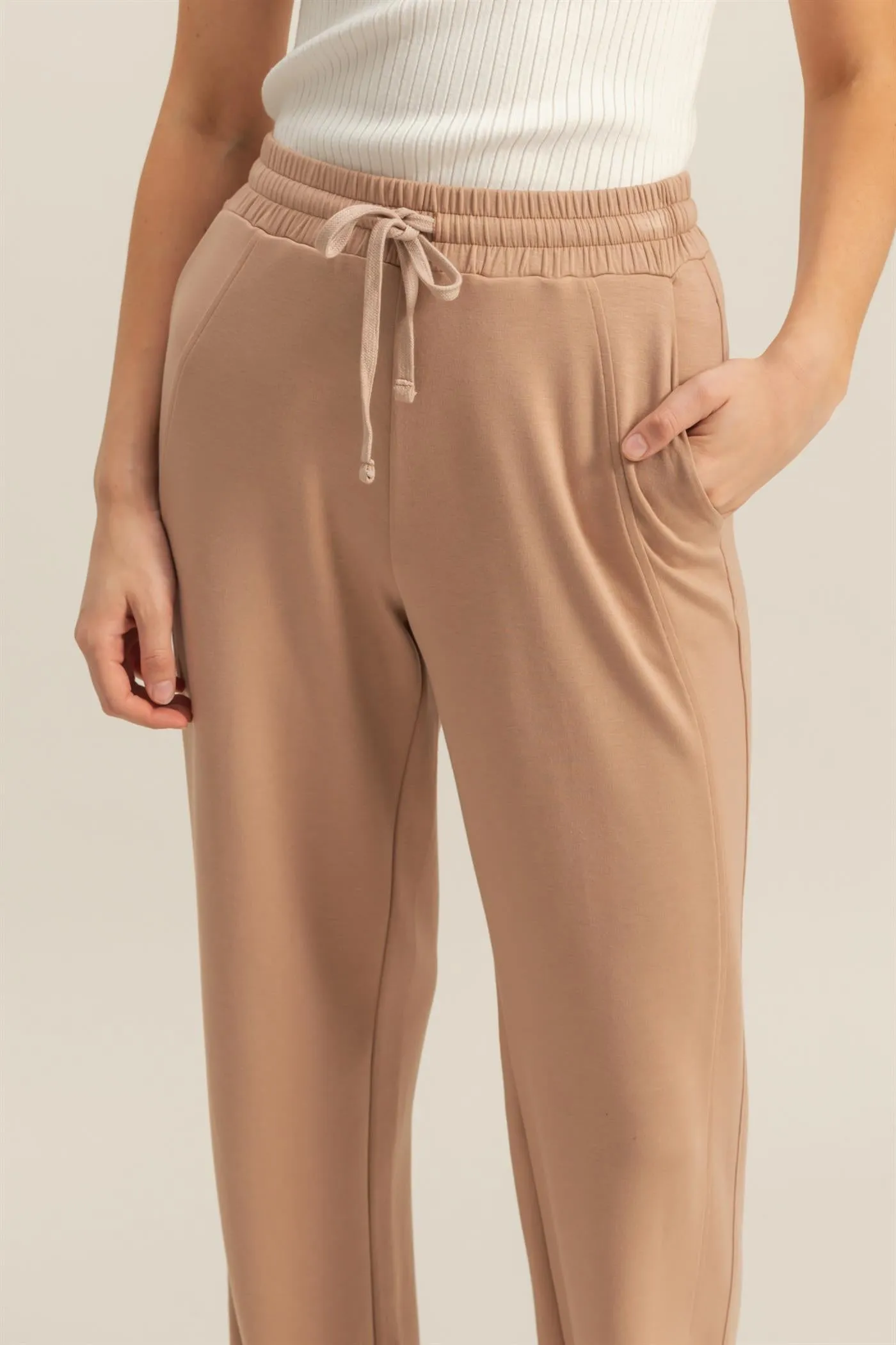 DZ25C725-High-Waist Drawstring Straight-Cut Pants